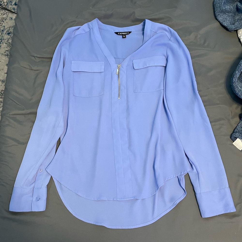 Blue Express work blouse shirt